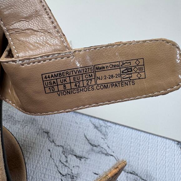 Vionic Amber Sandals Womens Size 10 Tan Cork Adjustable Strap Open Toe Flats - Picture 6 of 11
